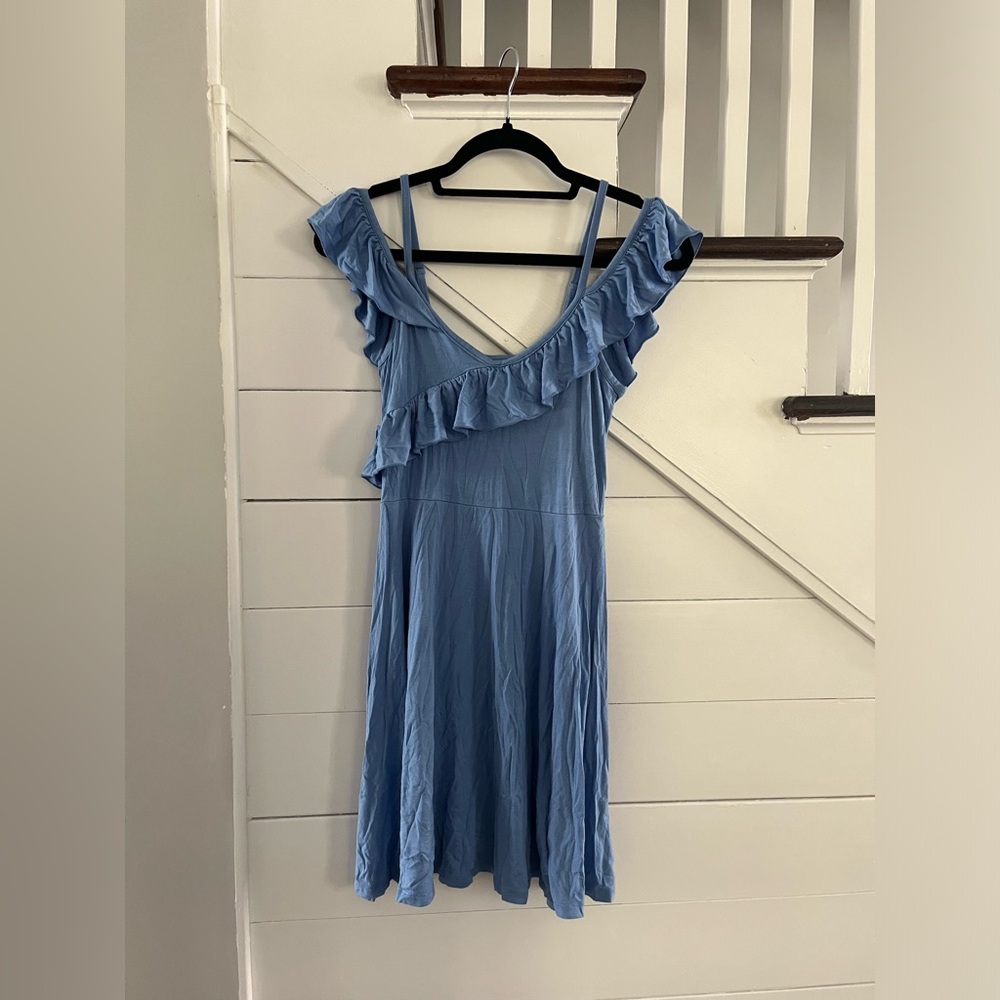 ASOS Light Blue Ruffle Mini Dress (Size 6)